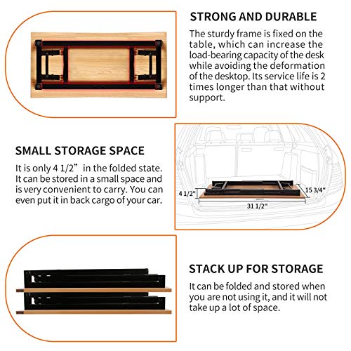 Need Folding Desk Small Desk 31 1/2" No Assembly Foldable Computer Desk for Small Space/Home Office/Dormitory,Teak&Black F...