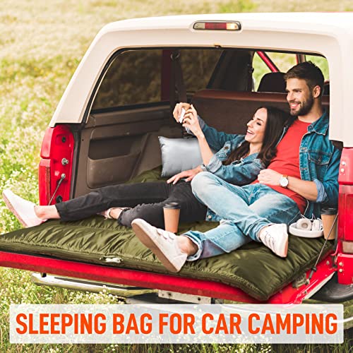 MEREZA Double Sleeping Bag for Adults Mens with Pillow, XL Queen Size Two Person Sleeping Bag for All Season Camping Hikin...