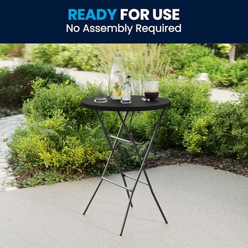 Flash Furniture Elon Round Folding Bar Height Table for Parties and Commercial Events, Indoor/Outdoor Plastic Bar Height F...