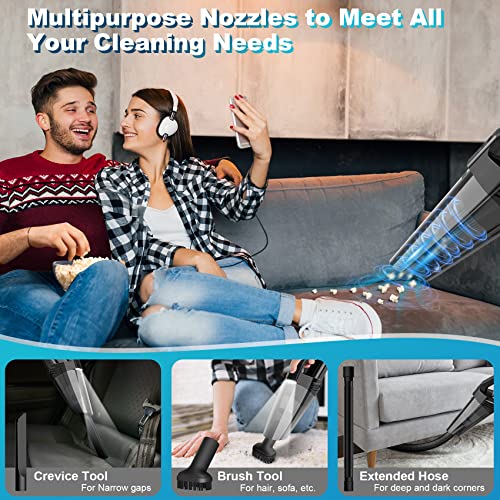 Blestan Handheld Vacuum Cordless Portable Car Vacuum with LED Light, High Power Suction, 3 in 1, Lightweight Rechargeable ...