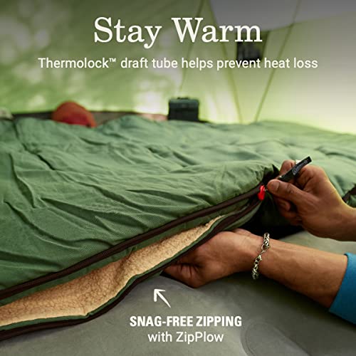 Coleman Big Game 0°F Big & Tall Sleeping Bag, Cold Weather Adult Sleeping Bag with Sherpa & Flannel Lining and 2-Way Zippe...