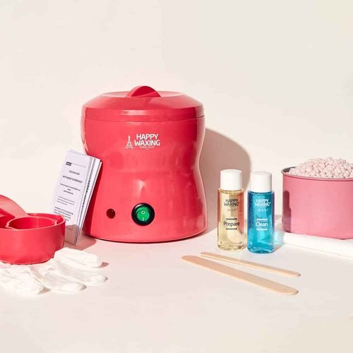 Happy Waxing - Complete Waxing Kit for Women - All-Purpose, Low-Temp, Salon Quality - Wax Warmer, Hard Wax Beads for Sensitive Skin & Lotions - Hard Wax Kit perfect for Brazilian Waxing