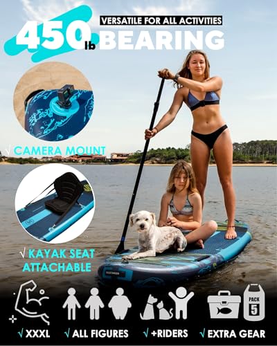 Skatinger Asiaticus & Octopus｜11'6"x35" & 11'x34 Super Wide Inflatable Stand Up Paddle Boards, All Accessories2, 100L Back...