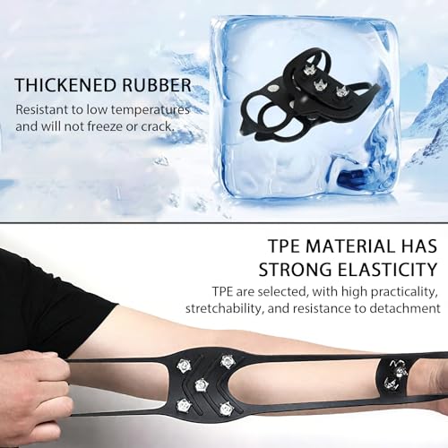 2 Pairs Ice Cleats for Shoes and Boots, Universal Non Slip Hiking Spikes, Micro Shoe Spikes for Snow and Ice, Durable Snow...