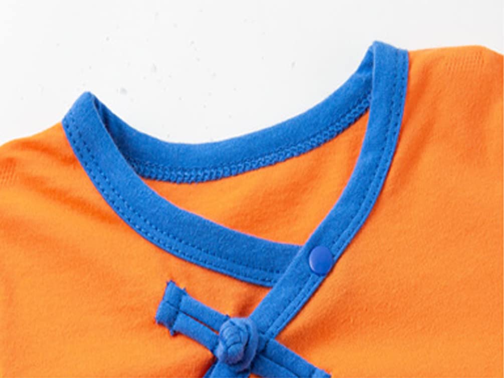 stylesilove Baby Toddler Boys Anime Cartoon Short Sleeve Cotton Romper Traditional Asian Inspired Onesie Cosplay Jumpsuit (Goku Orange, 18 Months)