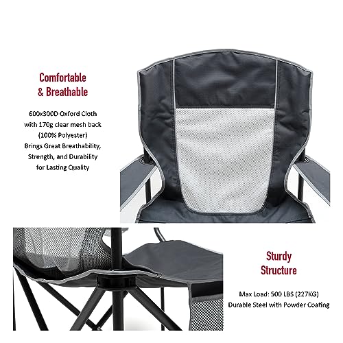 SUNNYFEEL UNNYFEEL Oversized Folding Camping Chair 500 LBS Heavy Duty Lawn Chairs with Portable Folding with Armrest, Cup ...