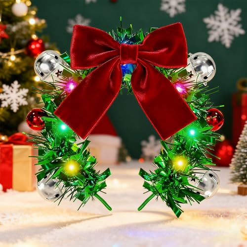 Asekonc Light Up Christmas Ball Headband for Halloween Merry Xmas Party Favor Winter Birthday Party Gifts Headband