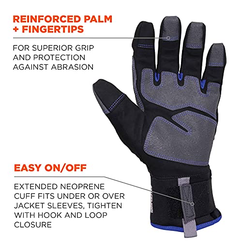 Ergodyne ProFlex 817WP Waterproof Work Gloves, Thermal Insulated, Touchscreen, Reinforced Palms Black, Medium
