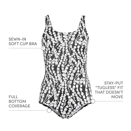 Lands' End Women's Chlorine Resistant Soft Cup Tugless Sporty One Piece Swimsuit