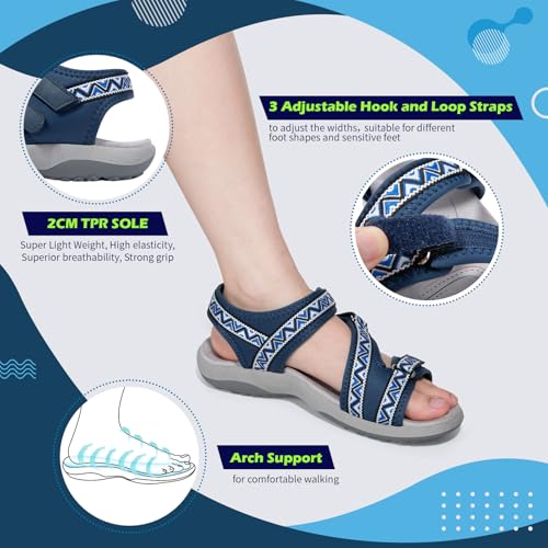 Zelaprox Women Comfortable Walking Sandals with Arch Support Hiking Sandals Casual Summer Athletic Sandals for Outdoor wit...