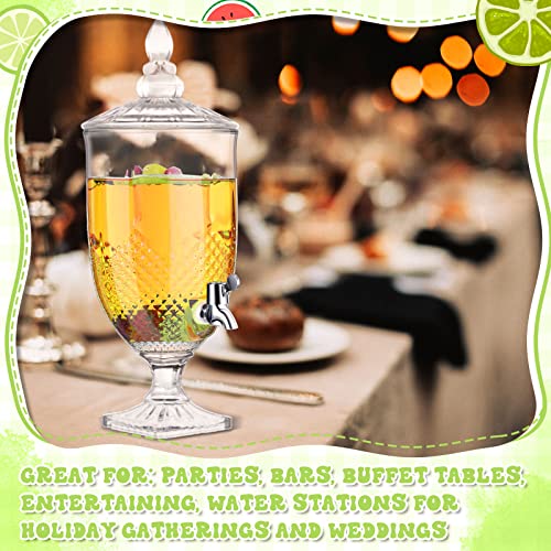 Bokon 2 Pieces Drink Dispensers for Parties Crystal Iced Beverage Dispenser with Stand and Spigot, Glass Liquid Containers...