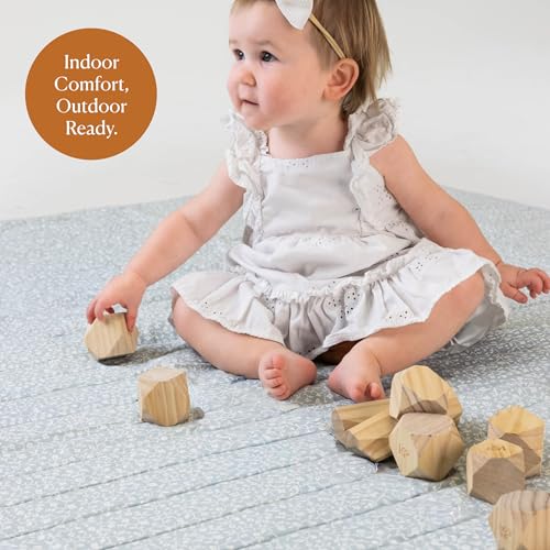 Toddlekind Premium Indoor/Outdoor Playmat & Picnic Blanket, Organic Quilted Cotton, Water-Resistant, Reversible Design, Sp...