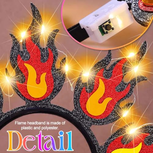 Kilshye Light Up Fire Headband Red Flame Headpiece Halloween Costume Hair Accessories for Women