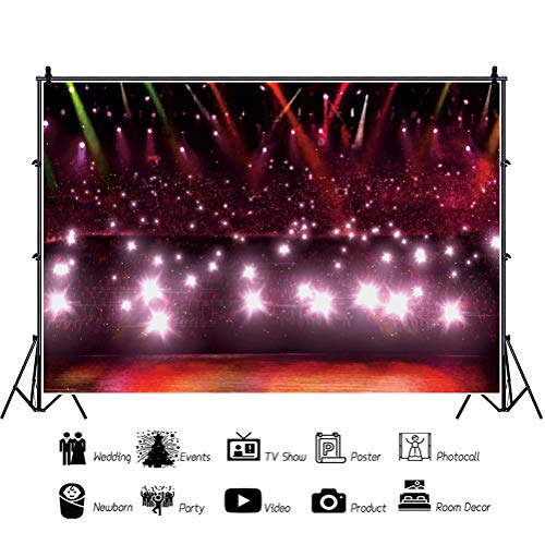 OERJU 5x3ft Stage Vocal Concert Backdrop Night Spotlights Show Entertainment Dis-co Party Club Spotlight Lights Background...