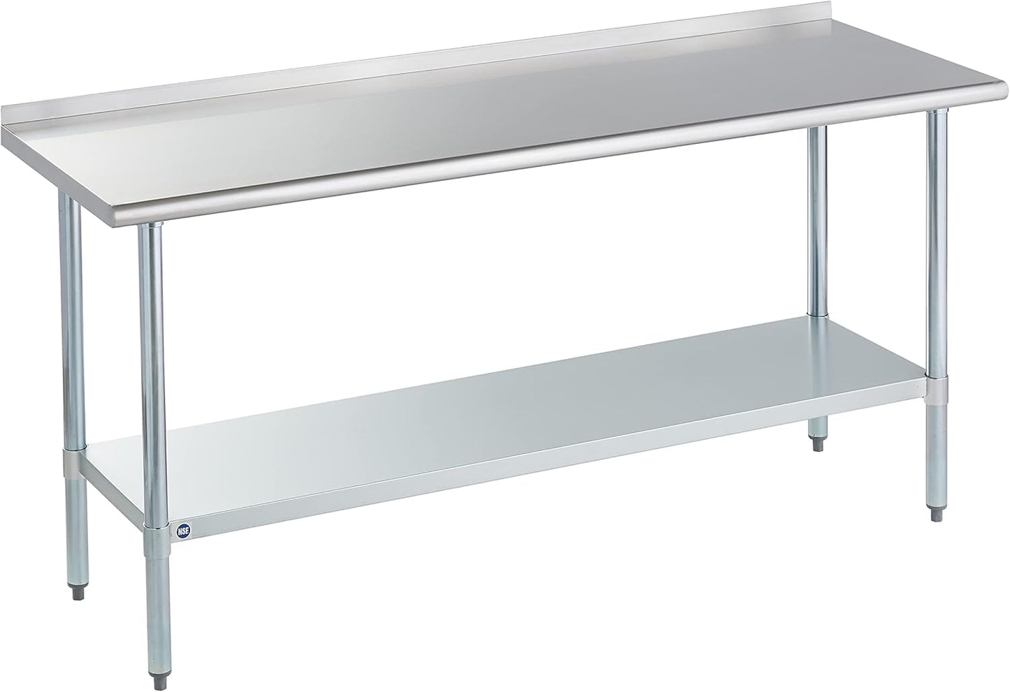 Stainless Steel Table for Prep & Work with Backsplash 24x72 Inches