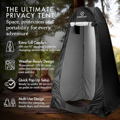 Portable Pop-Up Privacy Tent – Black/Green & Carry Bag. Outdoor Shower, Toilet, and Changing shelter. Water-Repellent, Com...