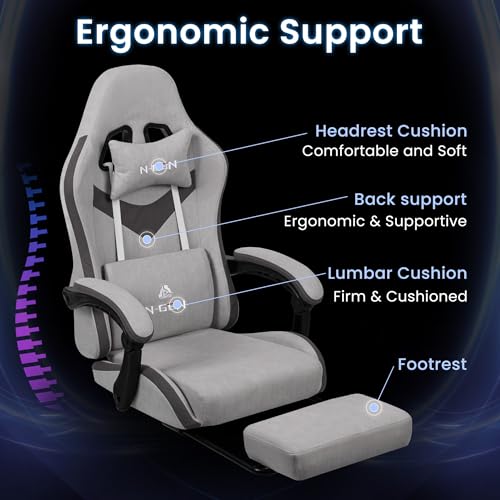 N-GEN GAMING Video Gaming Chair with Footrest Lumbar Support for Home Office High Back Recliner Height Adjustable Ergonomi...