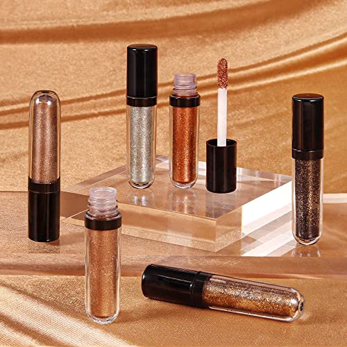 evpct 6 Colors Gold Liquid Glitter Shimmer Eyeshadow Set for Eyes Silver Shimmer Sparkle Shiny Light Glitter Metallic Pigm...