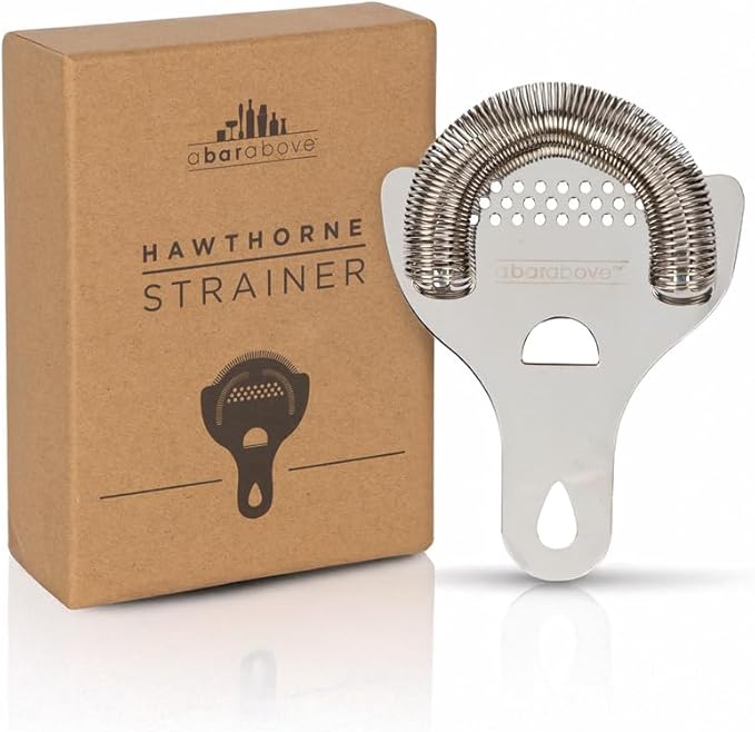 A Bar Above Hawthorne Strainer for Cocktails, Bar Strainer Cocktail, with High-Density Spring, Mirrored Stainless Steel Fi...