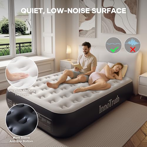 InnoTruth Queen Camping Air Mattress with Built-in Pump, Inflatable Blow up Mattress for Home & Guests, Family Choice Awar...