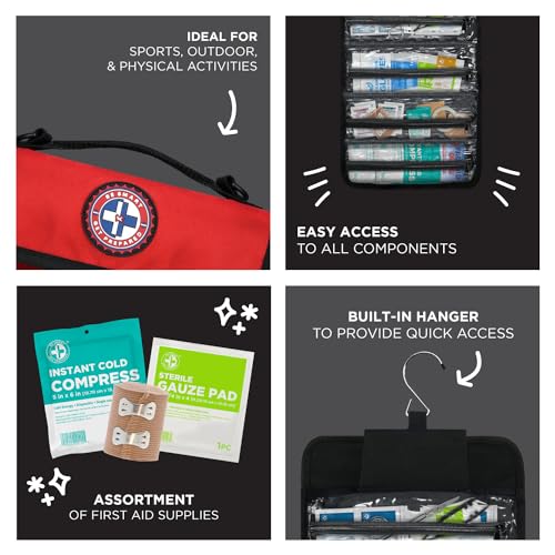 Be Smart Get Prepared 73-Piece Coach’s and Team Sports First Aid Kit in Roll up Bag: Clean, Treat, Protect Cuts, Scrapes. ...