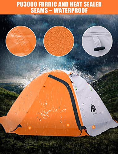 AYAMAYA 4 Season Backpacking Tent 2 Person Camping Tent Ultralight Waterproof All Weather Double Layer Two Doors Easy Setu...