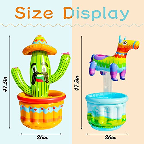 PARENTSWELL 47.5'' Drink Cooler for Parties, 2 Pack Inflatable Cactus Ice Bucket for BBQ, Bachelorette Supplies, Pool Part...
