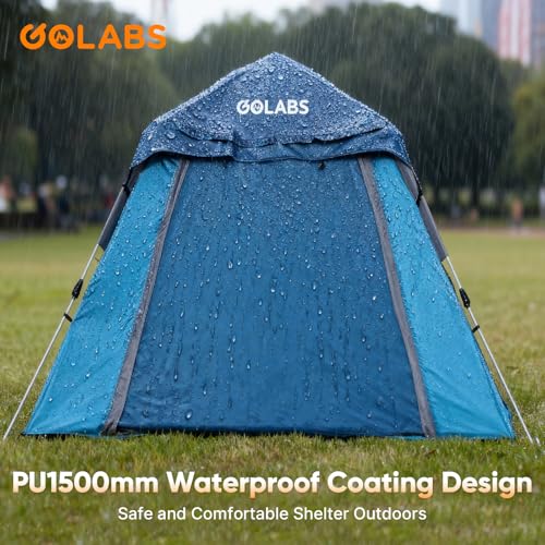 Golabs 2-3 Person Camping Tent w/ 9.5x8.5 ft Canopy, 3-Minute Setup by Pre-Attached Pole, PU1500mm Waterproof, 4 Side Mesh...