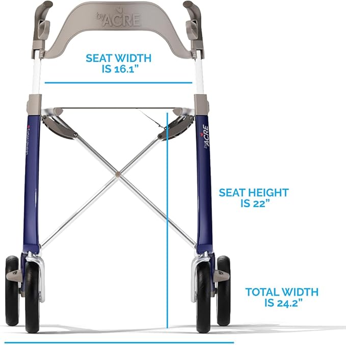 byACRE Ultralight Carbon Fiber Rollator with Backrest, Blue