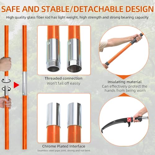 Grefinity Pole Saws for Tree Trimming, 27 FT Manual tree purner with 8 Fiberglass Handles, Sharp steel Blade, Easy to Carr...