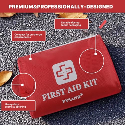 Small First Aid Kit, 150 Piece with Foil Blanket & Scissors, Mini First Aid Bag for Emergency, Home, Camping, Travel, Spor...