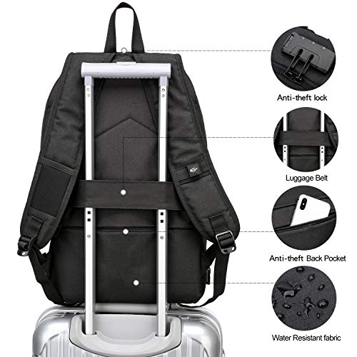 WENIG Anti-Theft Travel Laptop Backpack with USB Charging Port Lock,Water Resistant Slim Work Computer Bag for Men College...