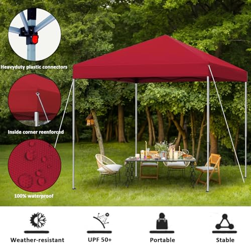 6x6 Pop Up Canopy Tent, Easy Setup Canopy for Outdoor Shades (Red) ﻿