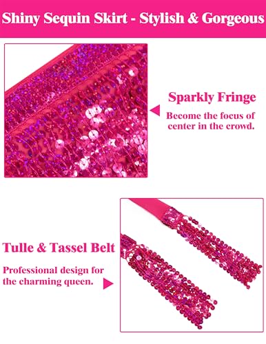 Sequin Skirt Sparkly Skirt Belly Dance Skirt Glitter Skirt Rave Sparkle Skirt Sequin Tassel Skirt Fringe Hip Scarf Women