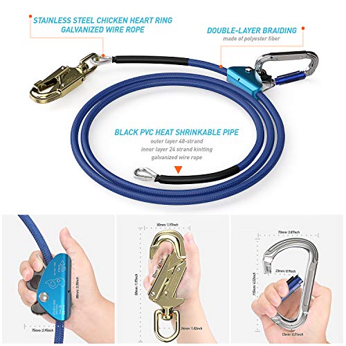 X-R-SPORT 1/2" X 8' Steel Core tree climbing kit ，flipline for climbing trees, climbing tree equipment，arborist，tree climb...