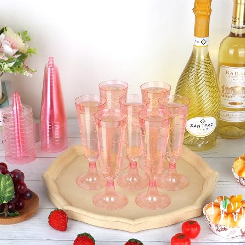 mwellewm 50 Pcs Plastic Champagne Flutes, Disposable Clear Champagne Glasses 5oz Plastic Wine Glasses, Assemble Champagne ...