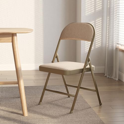Nazhura 4 Pack Folding Chairs, Fabric Dining Chair Set with Padded Cushion and Back, Indoor Outdoo Seat for Home Office Ev...