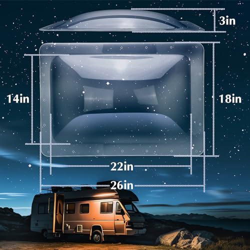 Meonum RV Skylight Replacement Kit - 18x26 Clear Outer Dome Fits 14x22 Openings, Compatible with SL1422S Camper Shower Skylight
