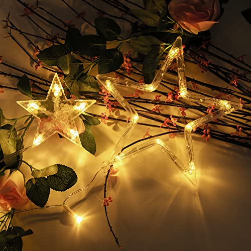 Blingstar Star Christmas Lights 138 LED 12 Star Curtain Lights 8 Flashing Mode Window String Lights 8.2ft Connectable Hang...