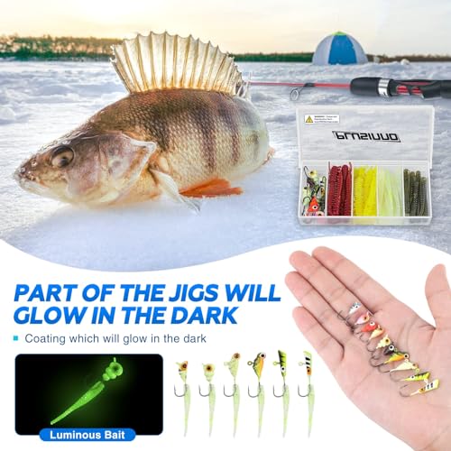 PLUSINNO Ultralight Ice Fishing Rod and Reel Combo, 25”/26”/27”/28” Sensitive Ice Fishing Pole Ice Fishing Gear for Walley...