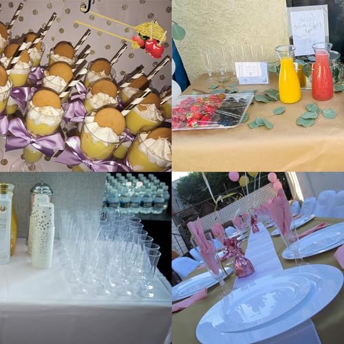 Hedume 100 Pack Champagne Flutes, 5oz Disposable Clear Plastic Champagne Glasses, Toasting Flute Set for Mimosas, Bloody M...