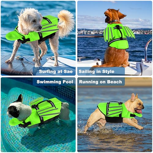 Petglad Wings Dog Life Jacket Adjustable Dog Life Vest with Chin Float Reflective Stripes and Rescue Handles, High Buoyanc...