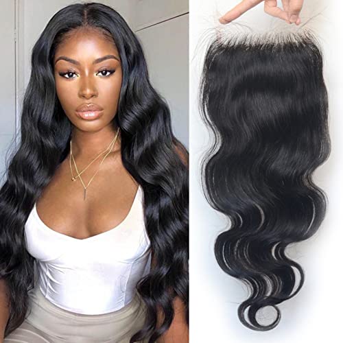 Luwigs 5x5 HD Lace Closure Human Virgin Hair Body Wave Pre Plucked Swiss Lace 5x5 Closure with Baby Hair Bleached Knots Natural Color Free Part