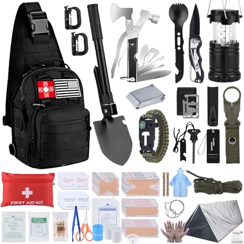 Survival Kit, Gifts for Christmas Men, Women, 251pcs Emergency Survival Gear and Supplies Equipment, First Aid Kit with Cr...