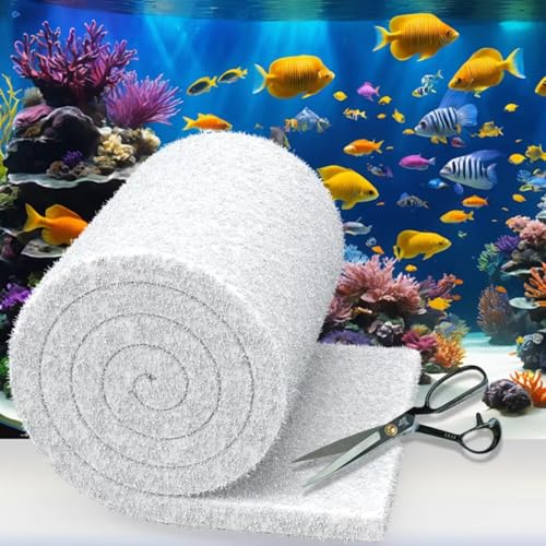 Aquarium Filter Floss 12 * 144 Inches, Cut to Fit Fish Tank Filter, Dual Density Aquarium Filter Pad, Pond Filter Media Ro...