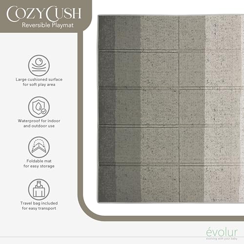 Evolur CozyCush Reversible Non-Toxic Baby Kids Playmat || Foldable Large Thick Foam Crawling Playmats for Toddlers|Waterpr...