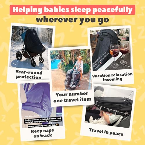SnoozeShade Plus Extra, Stroller Sun Shade, Mosquito Net for 6m+ Babies, Blocks 99% of UV (UPF 50+) Universal Fit Blackout...