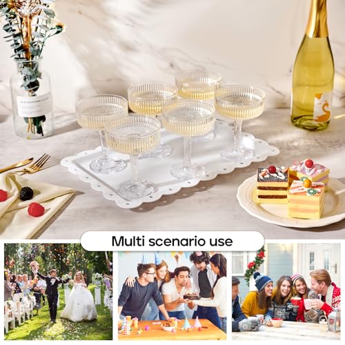 DORONAN 20 Pack Plastic Champagne Tower, 7oz Champagne Coupe Unbreakable Plastic Cocktail Glasses Acrylic Martini Glasses ...