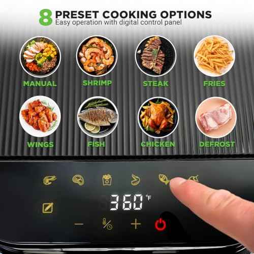 Nutrichef 5.8 Quart Air Fryer | 8-1 Preset Cook Modes | Transparent Fry Bowl for Best Cooking Results | Cook Shrimp, Steak, Fries, Wings, Chicken & More | Precise Temperature Control & Time | White