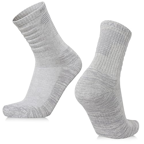 MIRMARU 3 Pairs Seamless Toe Hiking Outdoor Trail Running Trekking Moisture Wicking Cushion Crew Athletic Socks